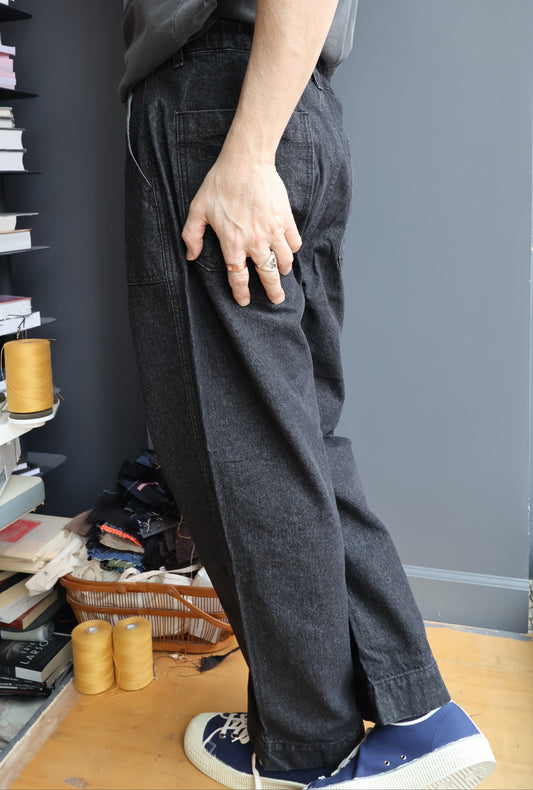 Kappy One Tuck Wide Fatigue Denim Pants