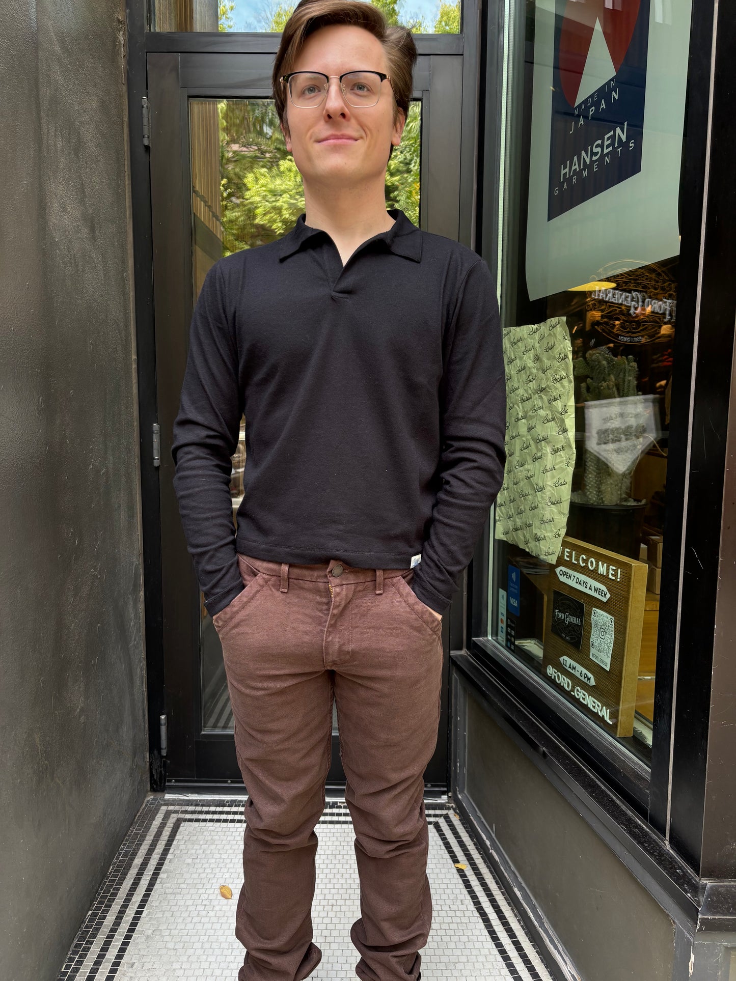Merz B. Schwanen Long Sleeve Open Polo