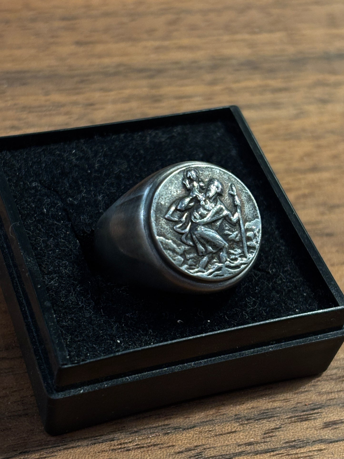 B88 Bague Chevalière "Saint Christophe"