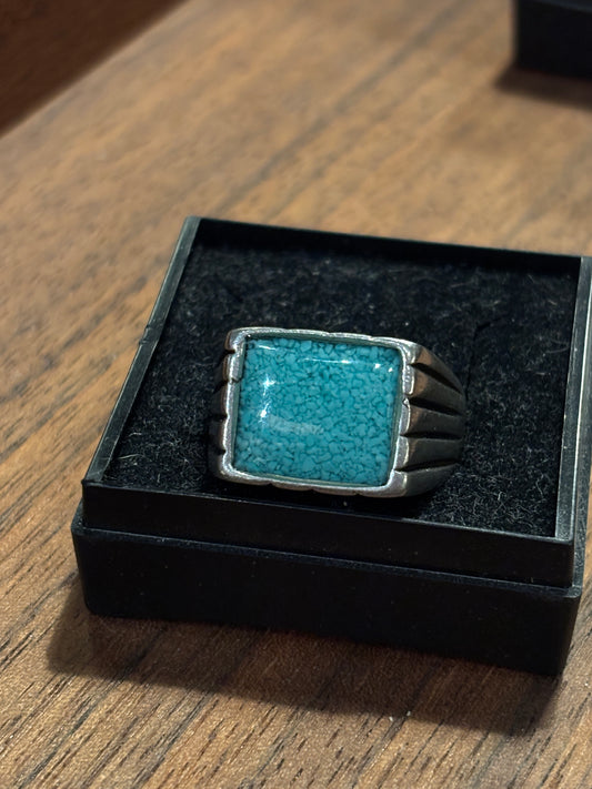 B50 Bague Étain Sable Turquoise