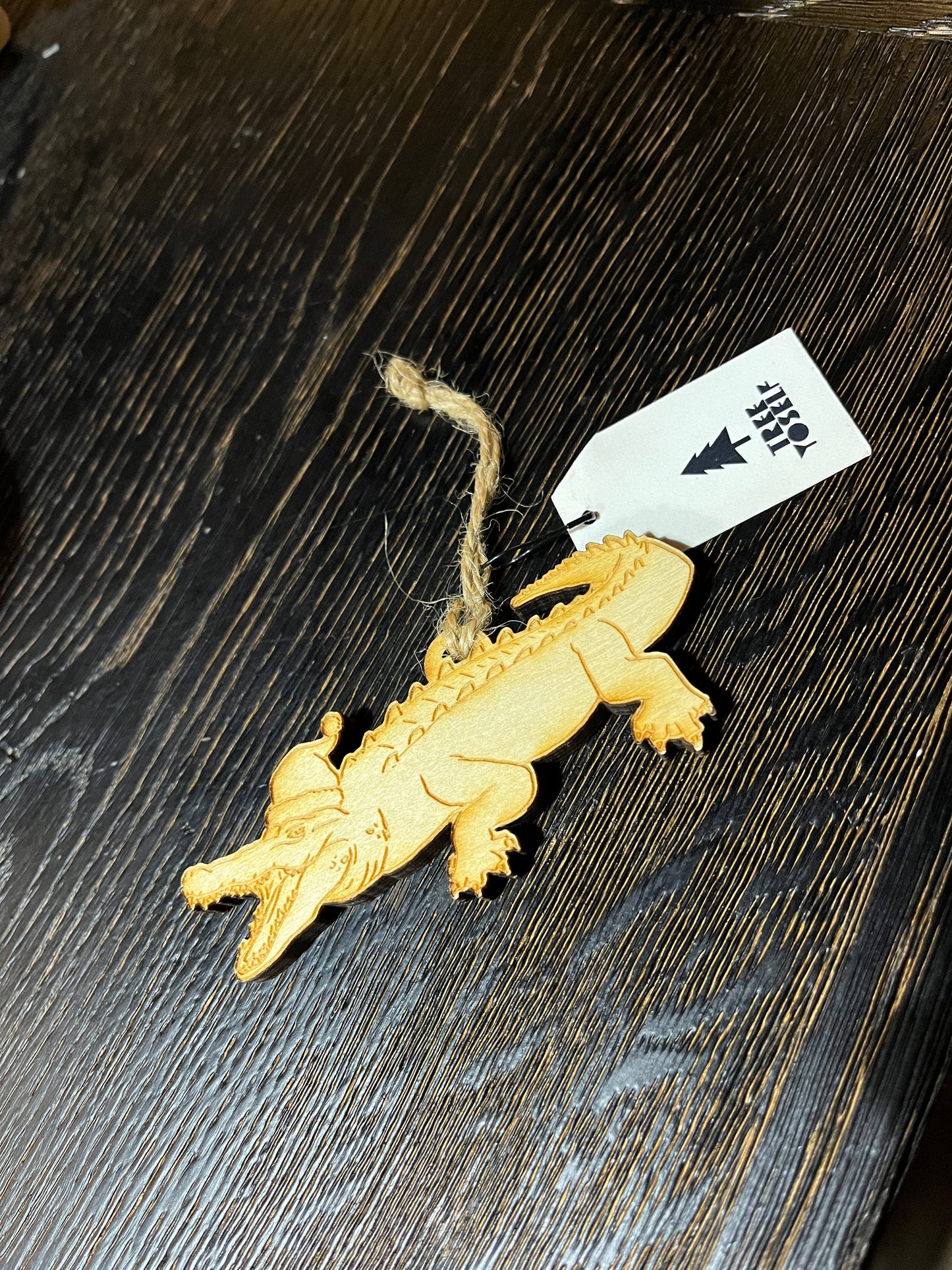 Christmas Gator Wooden Ornament