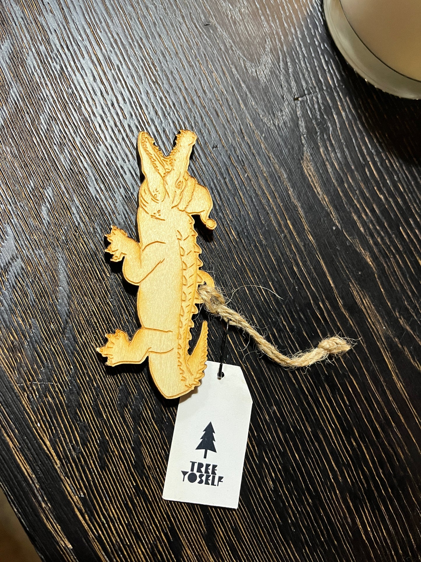 Christmas Gator Wooden Ornament