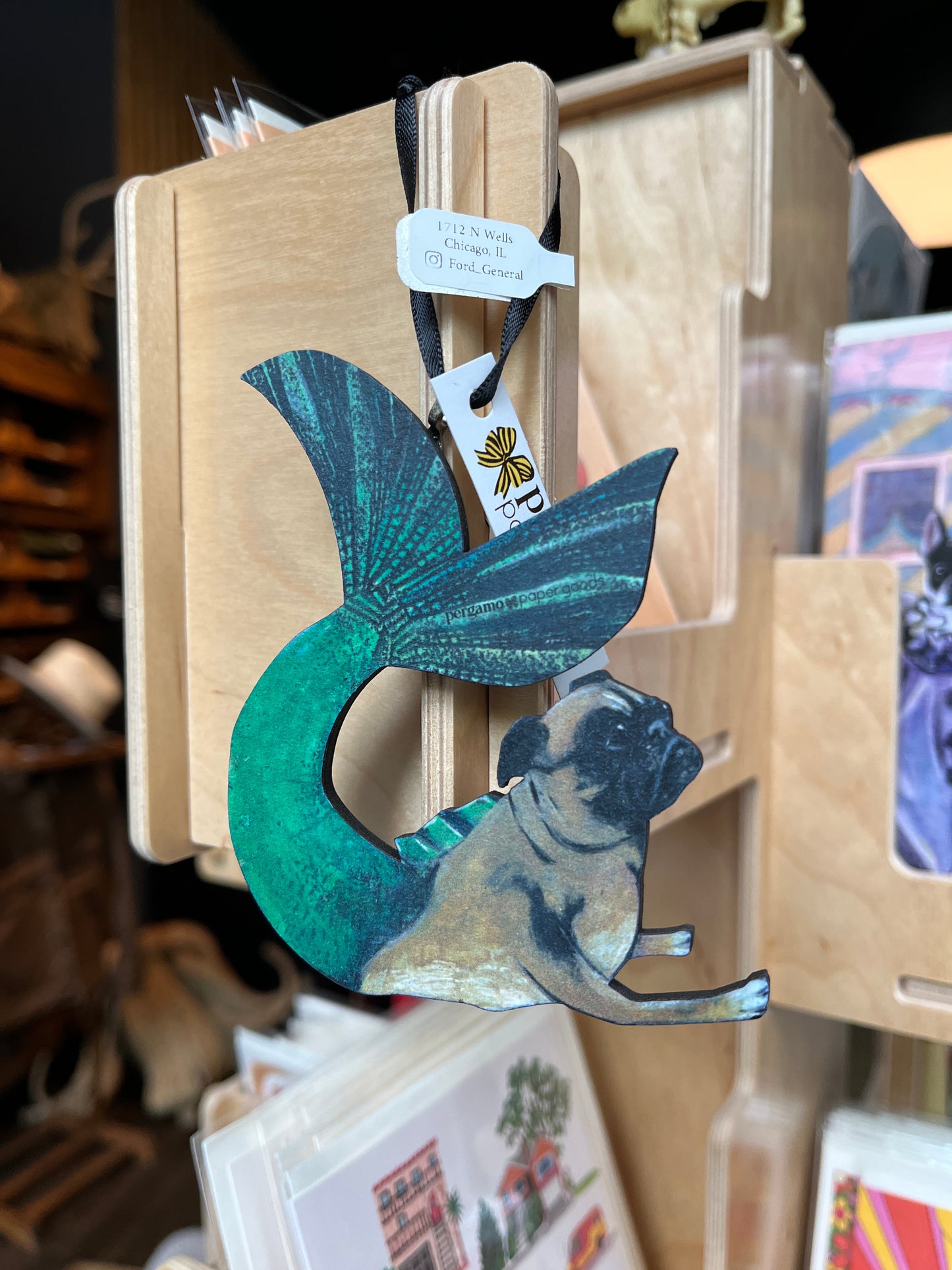 Pug Mermaid Ornament