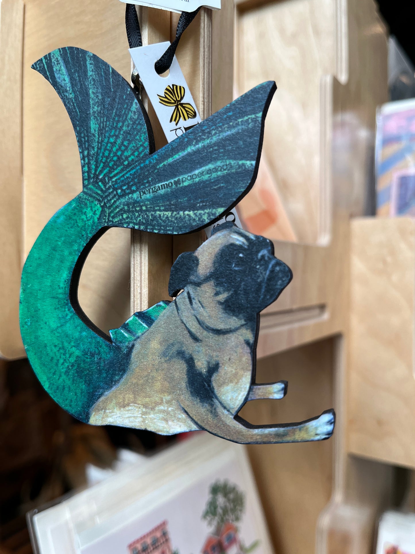 Pug Mermaid Ornament