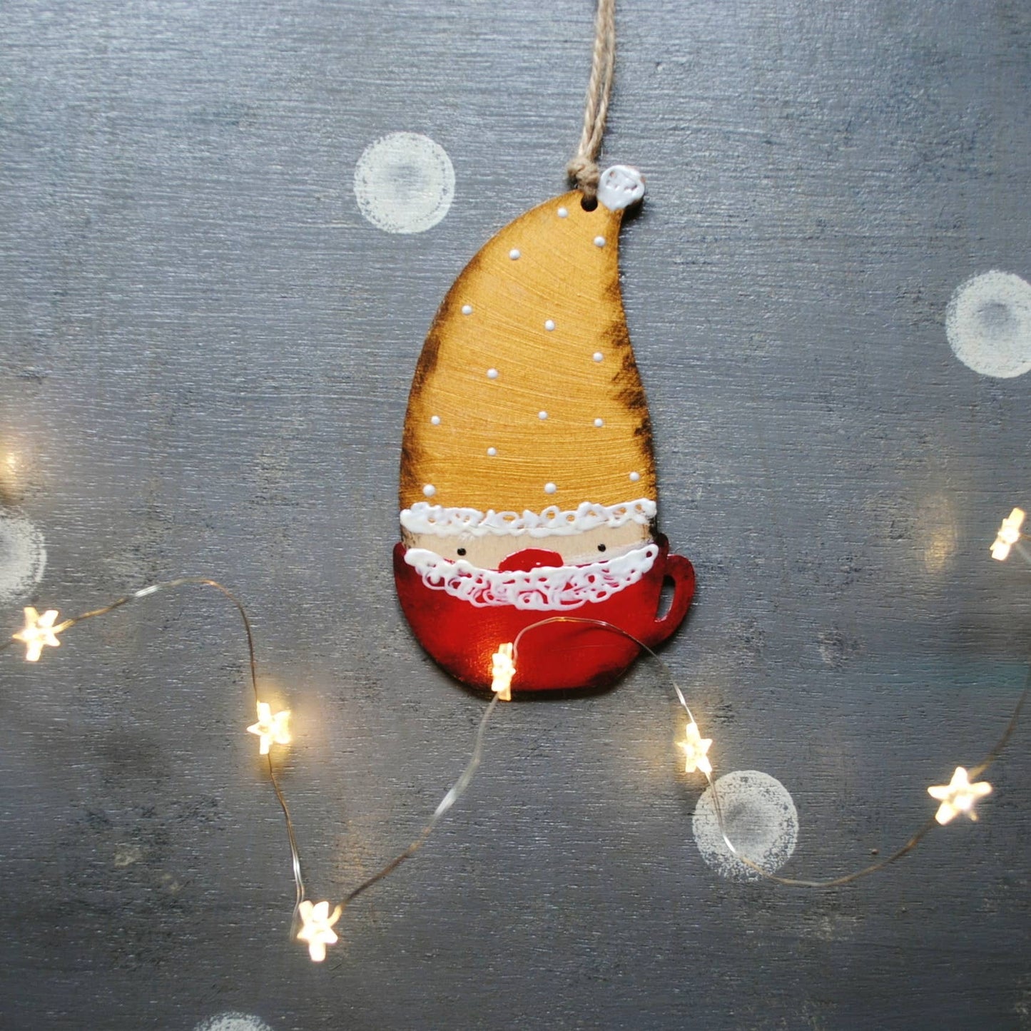 Christmas Elf Santa Red Cup Ornament