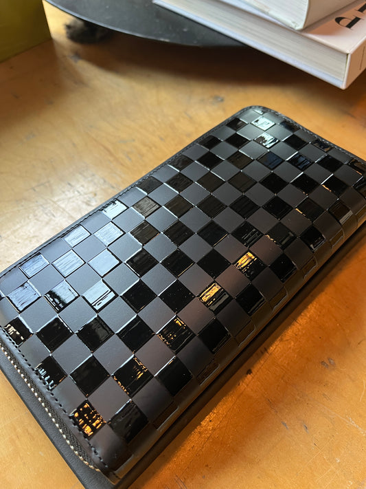 PS Leather Wallet Checker Flag Long Wallet