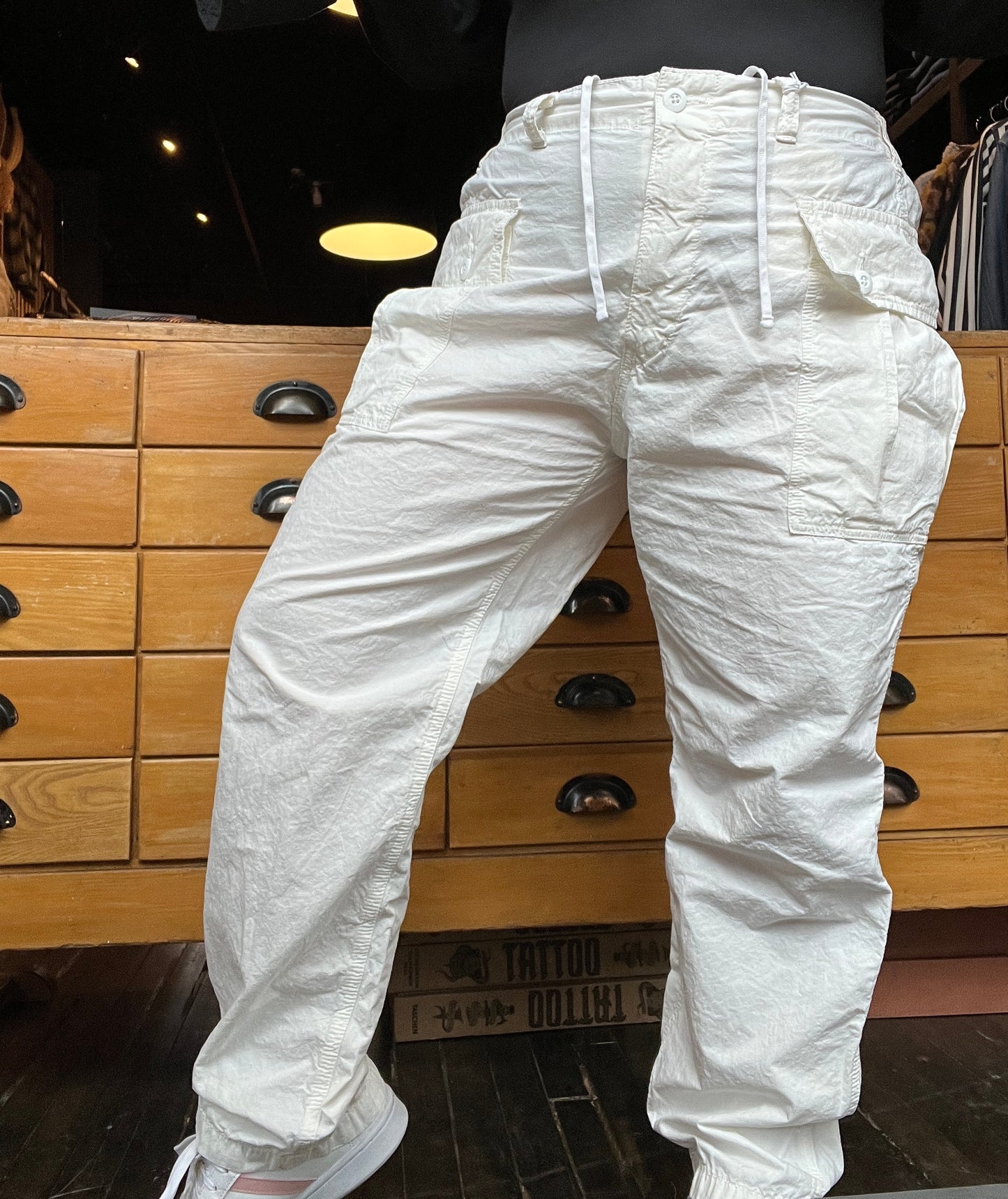 Cropped Peg Top Military Pants