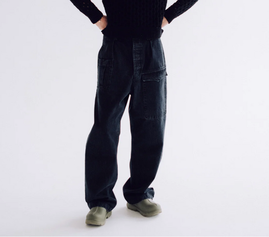 Guerilla Black Denim Loose Fit Army Pant