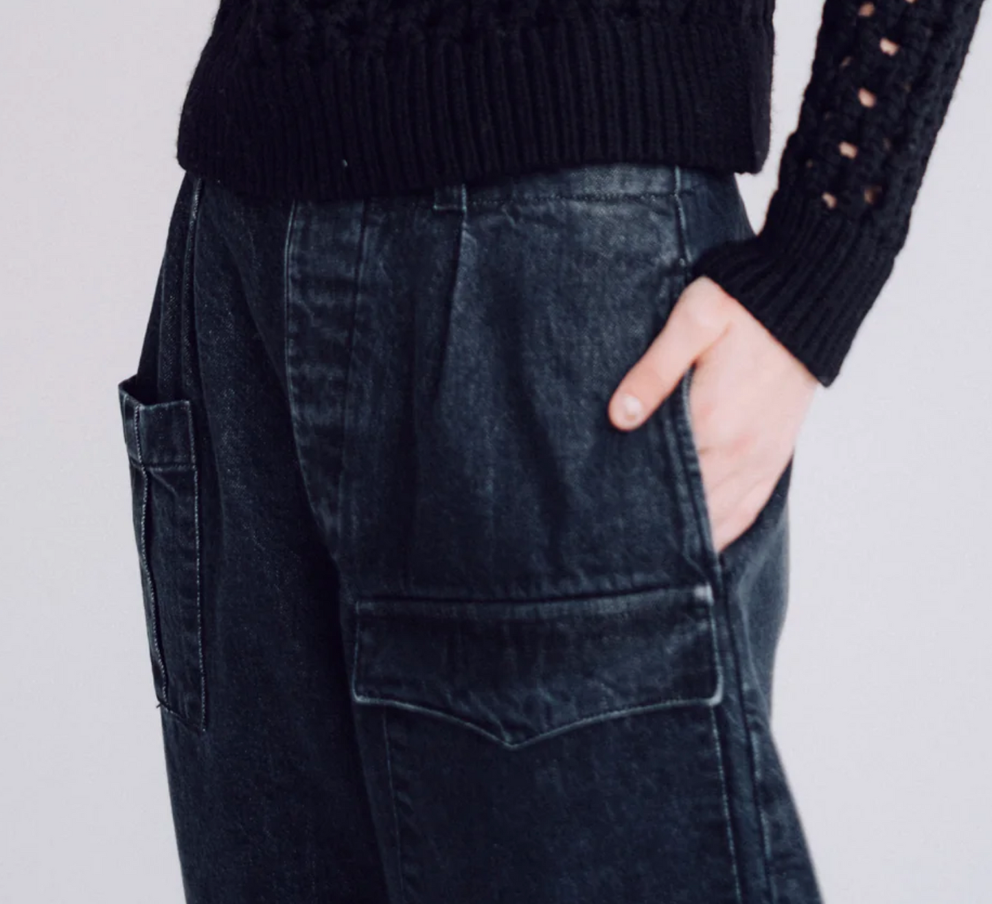Guerilla Black Denim Loose Fit Army Pant