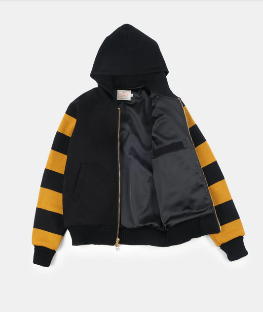 Full Throttle Striped Moto Wool Hoodie