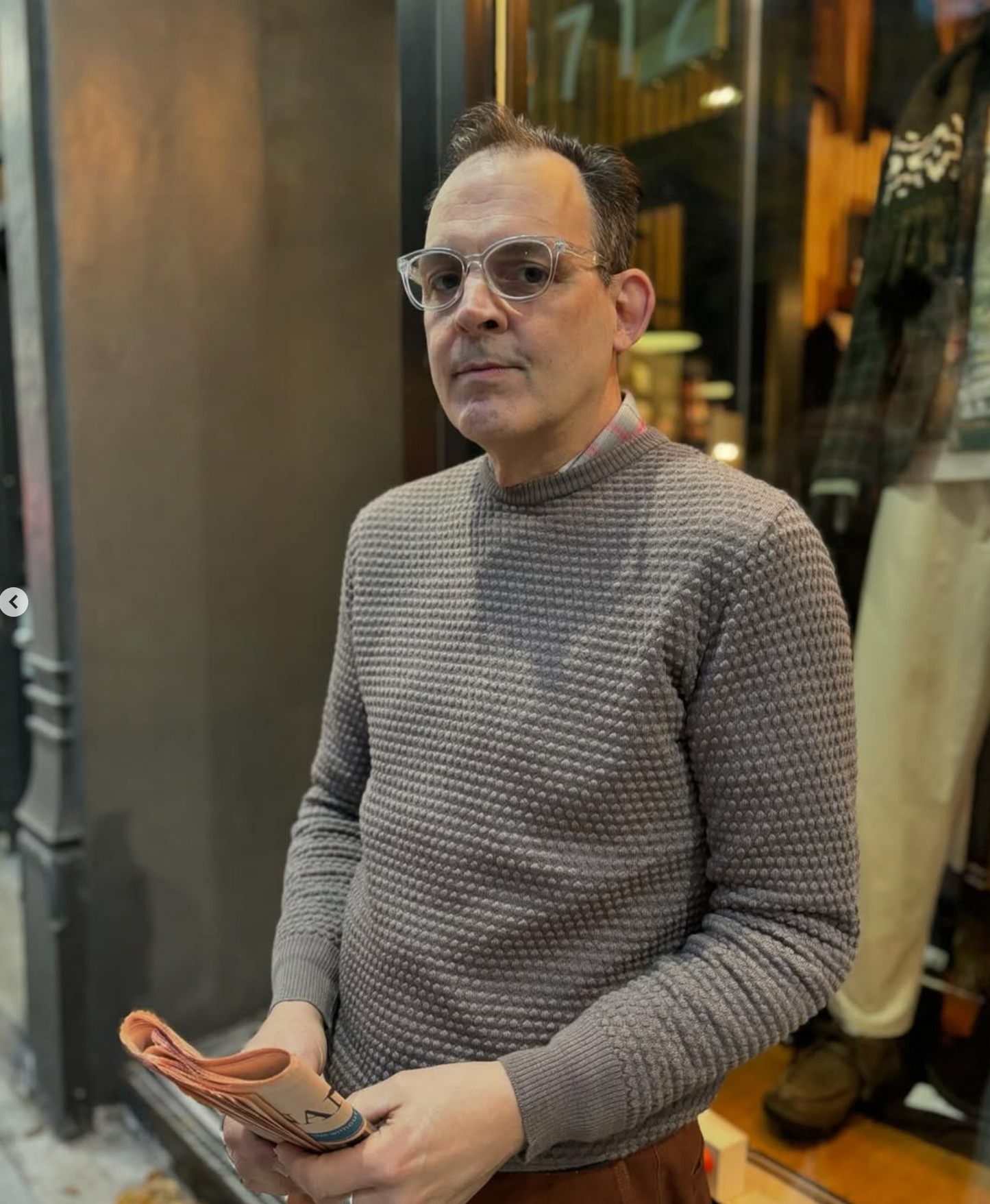 Spot Knit Crewneck Long Sleeve
