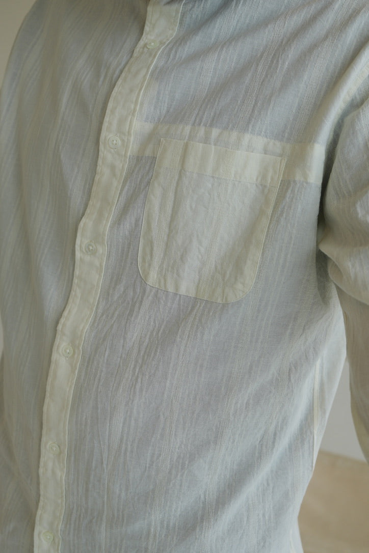 Caledoor Grandad Collar Dobby Stripe Shirt