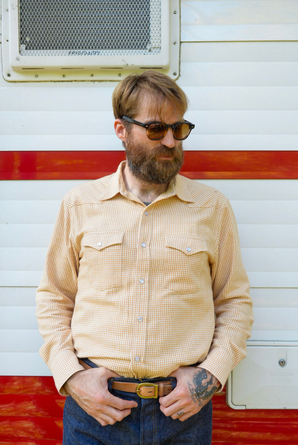 West Major Copper Houndstooth Western Shirt