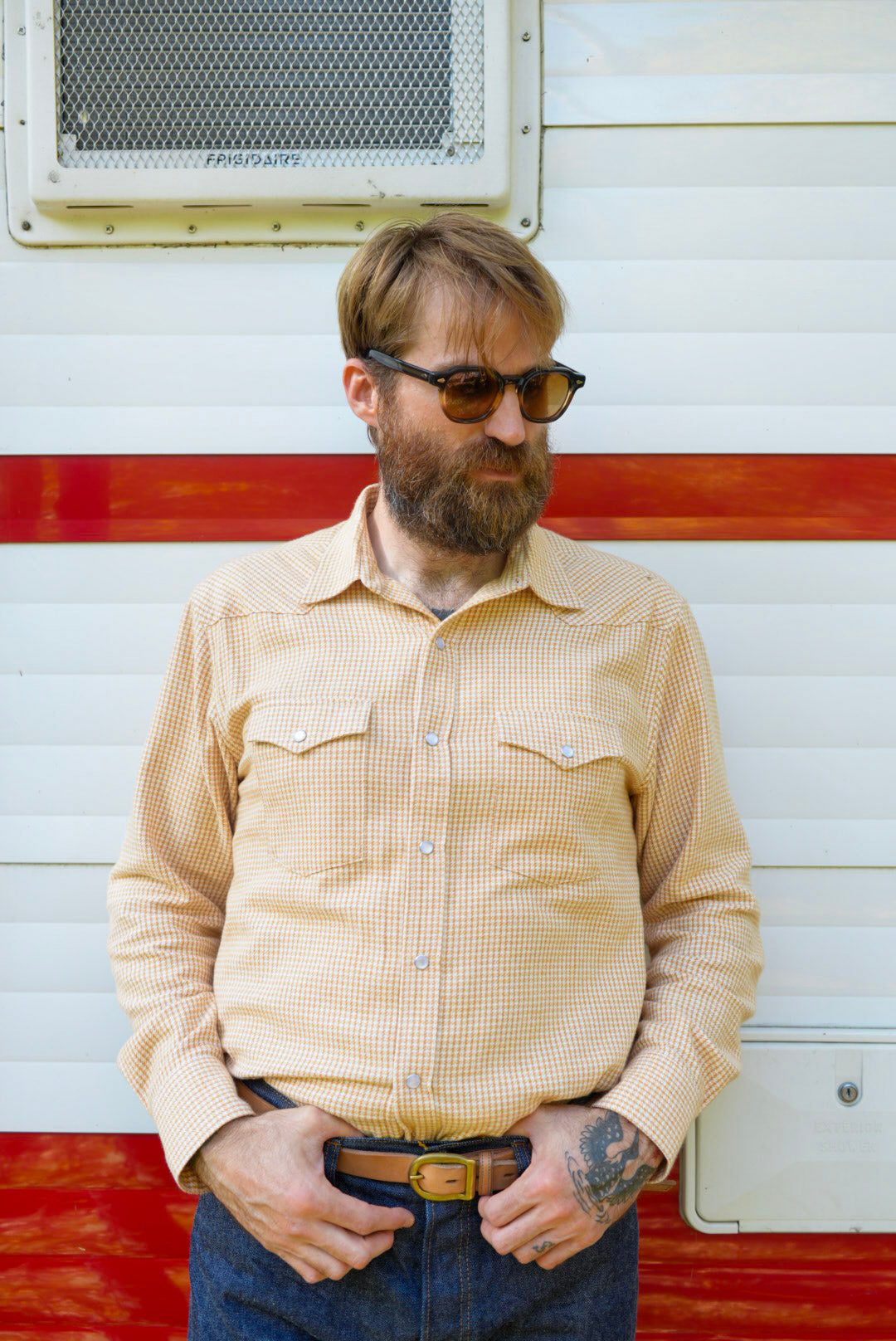 West Major Copper Houndstooth Western Shirt