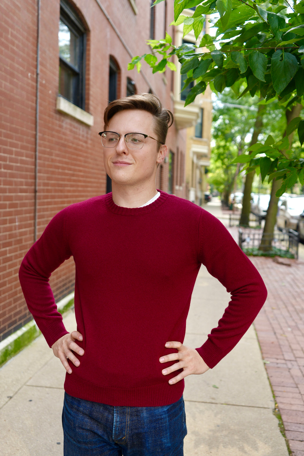 Mooncastle 7G Cashmere Silk Wool Crewneck Sweater