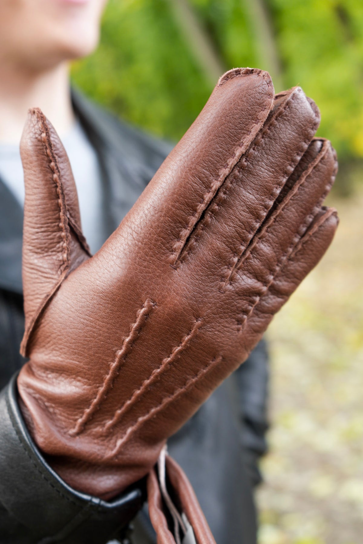 Hestra Elk Leather Handsewn Cashmere Gloves