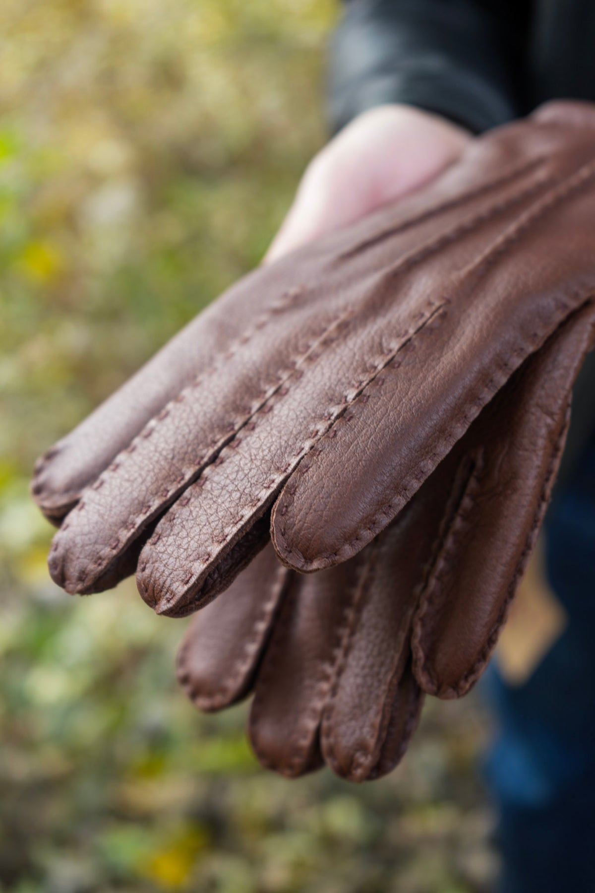 Hestra Elk Leather Handsewn Cashmere Gloves