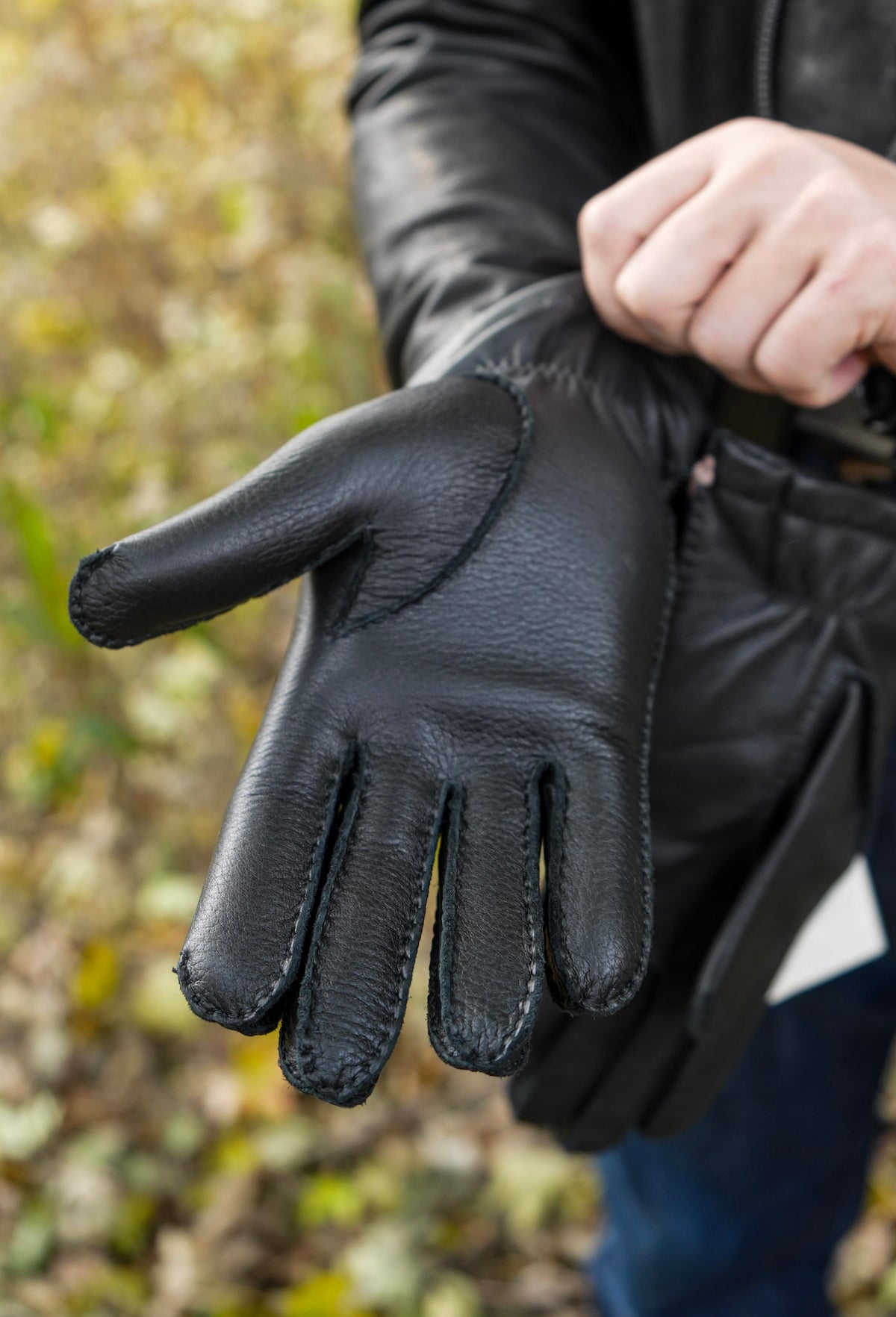 Hestra Elk Leather Handsewn Cashmere Gloves