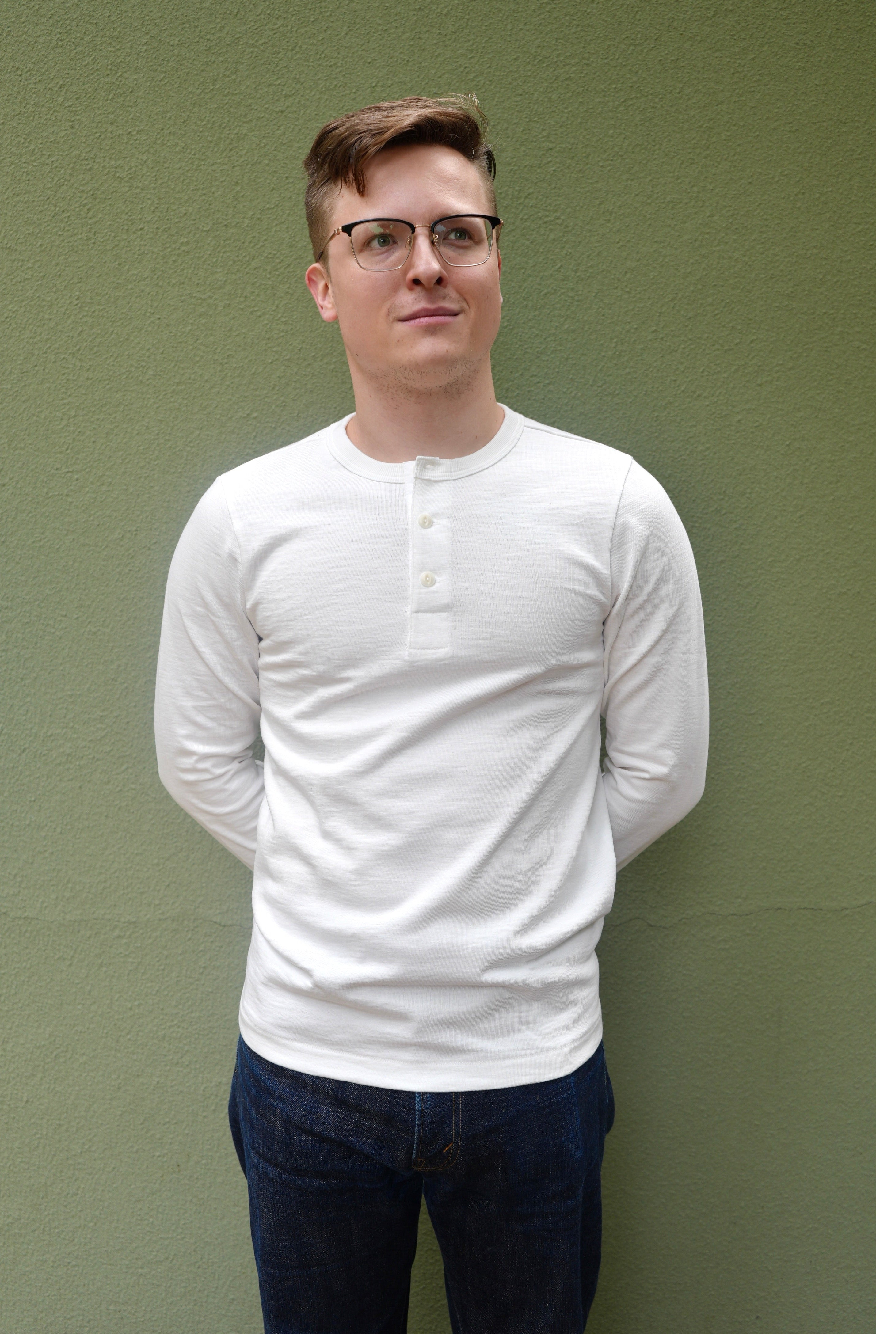 Merz b Schwanen 2S08 Loopwheeled Relaxed Fit Heavyweight Long Sleeve Henley