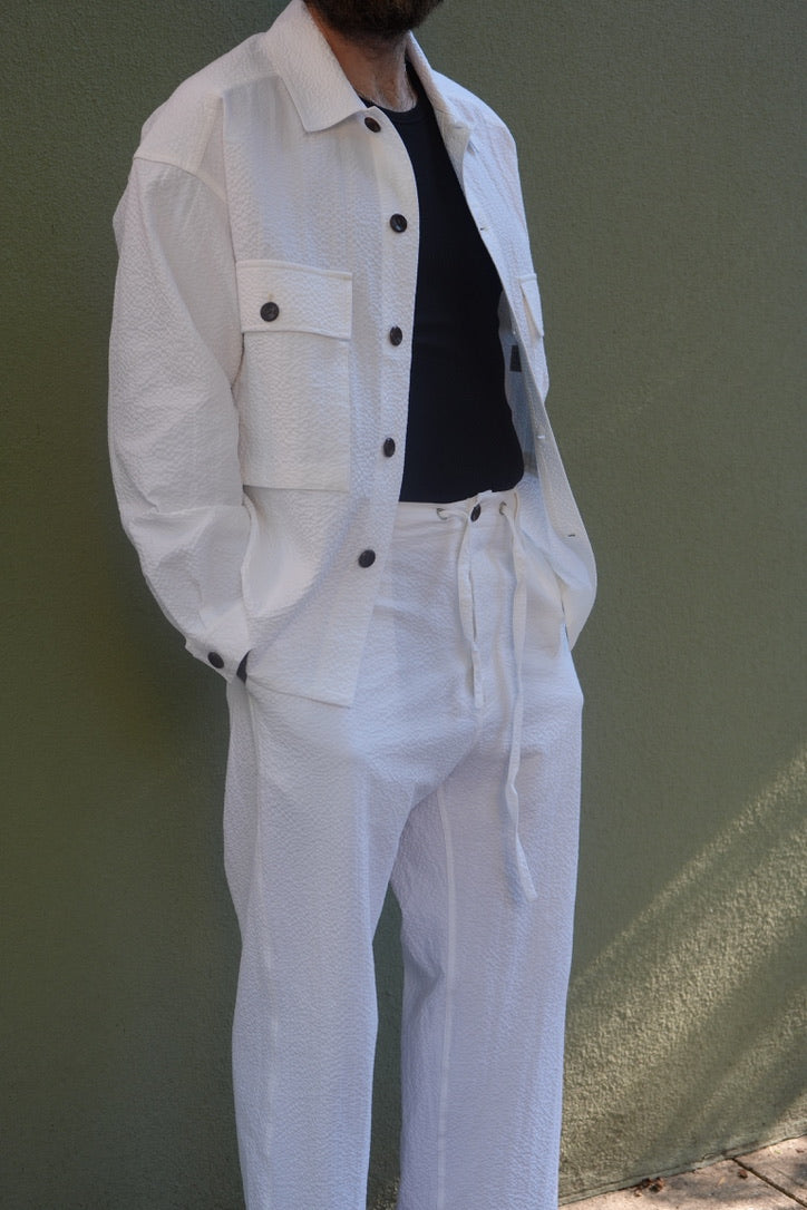 Fleurs De Bagne Seersucker Cargo Shirt