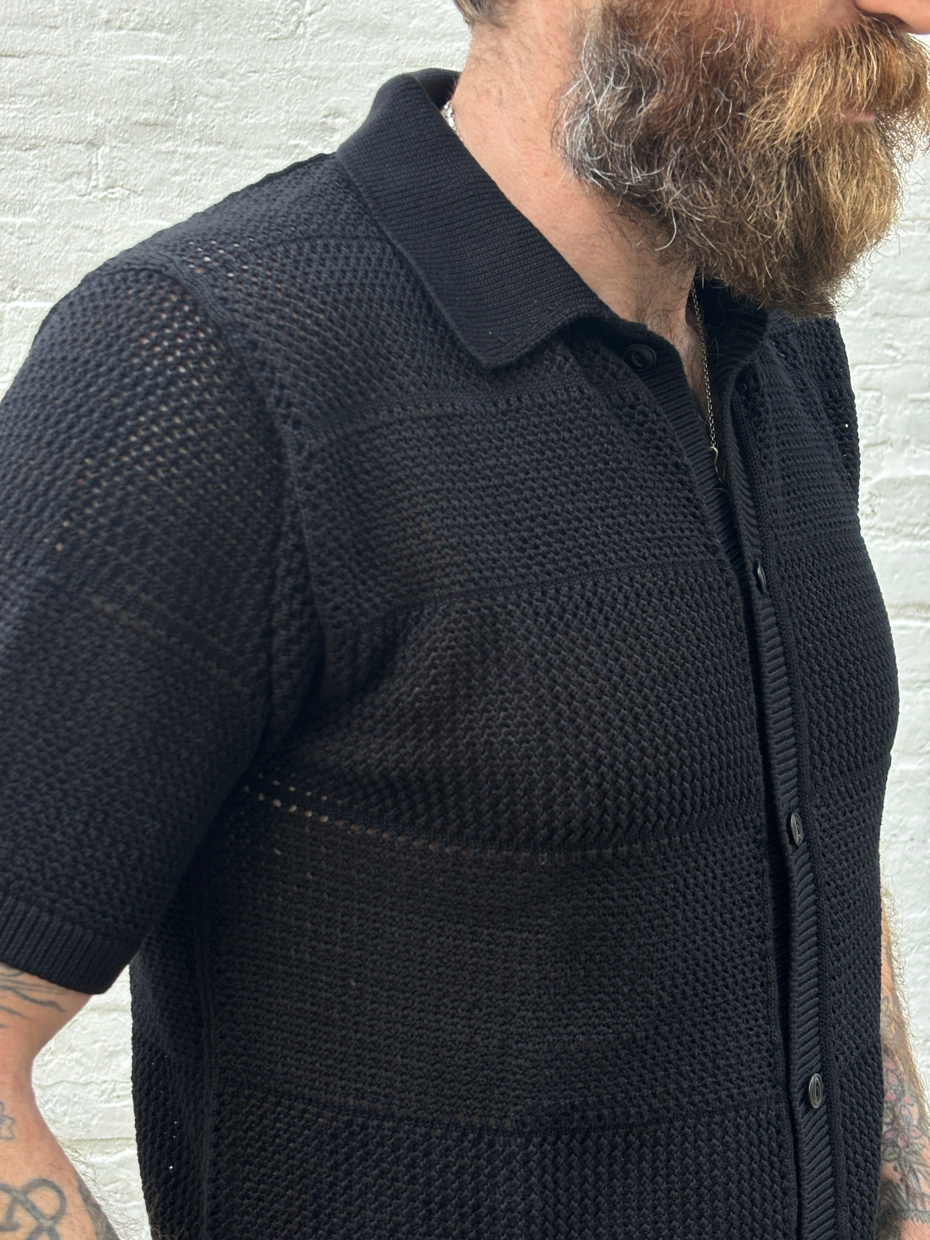 Merz b. Schwanen 1960's Crochet Cotton Short Sleeve Shirt