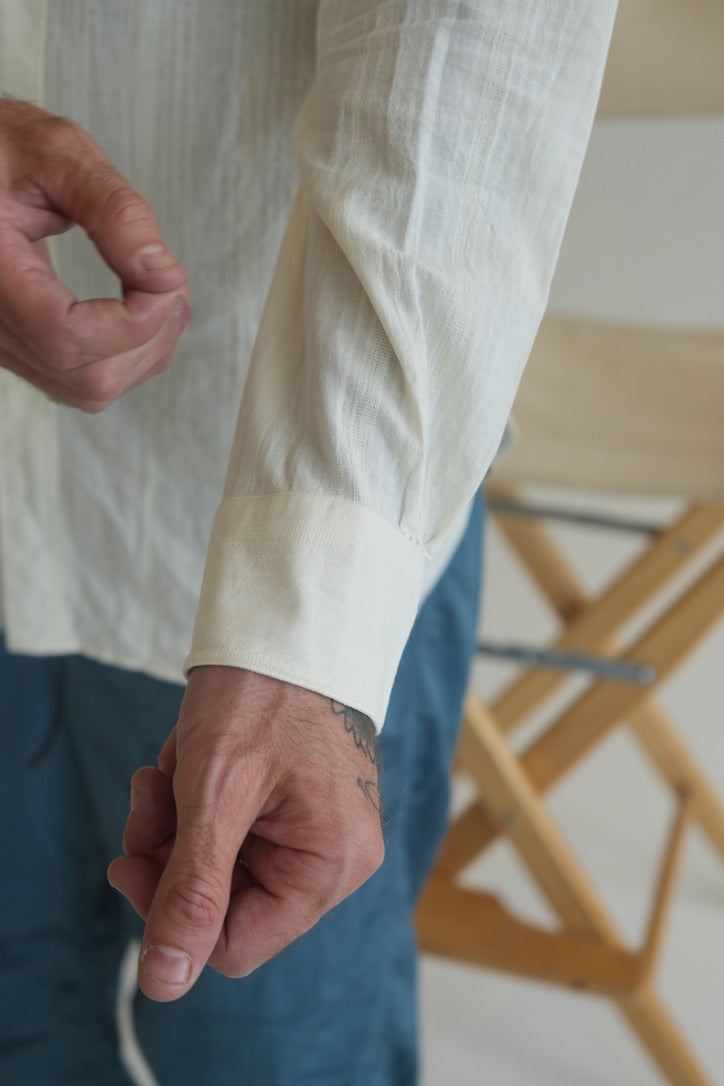 Caledoor Grandad Collar Dobby Stripe Shirt