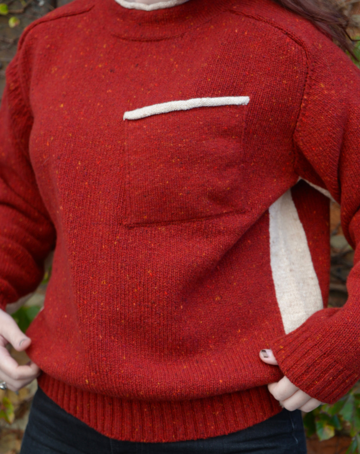 Inis Meain Pocket Contrast Sweater