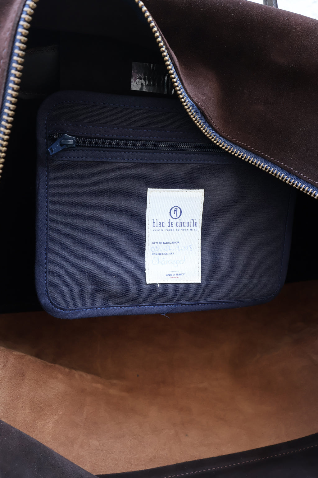 Bleu De Chauffe Dark Brown Suede Bowling Bag