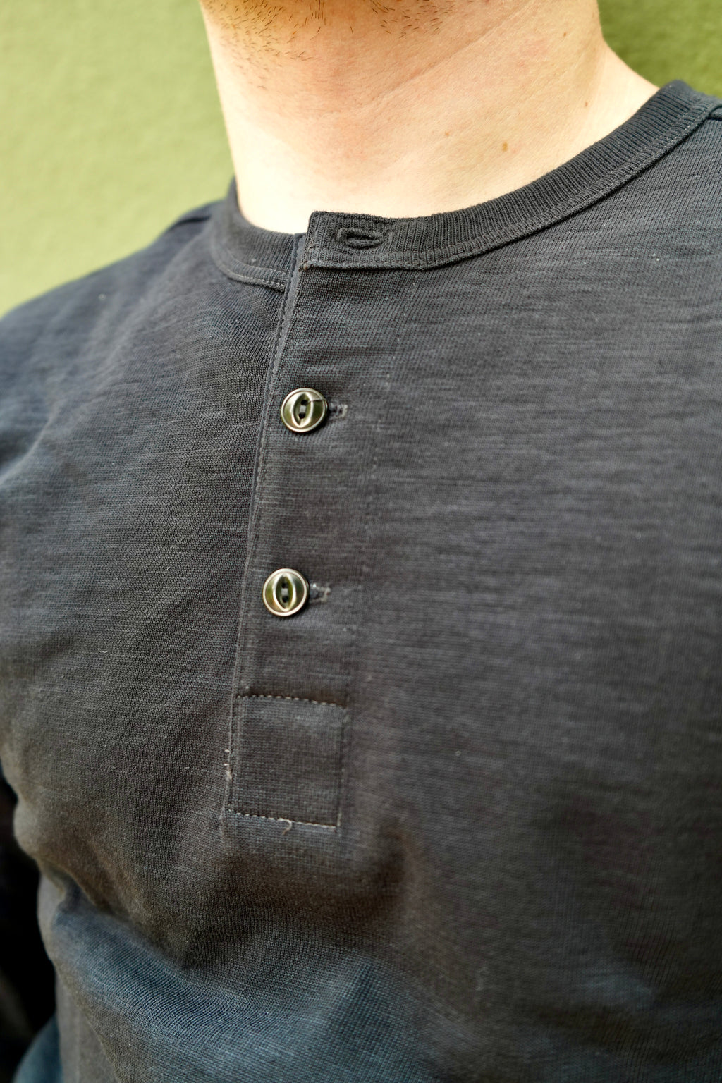 Merz b Schwanen 2S08 Loopwheeled Relaxed Fit Heavyweight Long Sleeve Henley