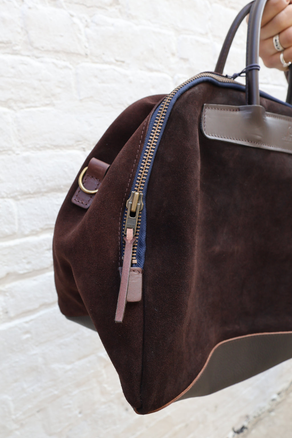 Bleu De Chauffe Dark Brown Suede Bowling Bag