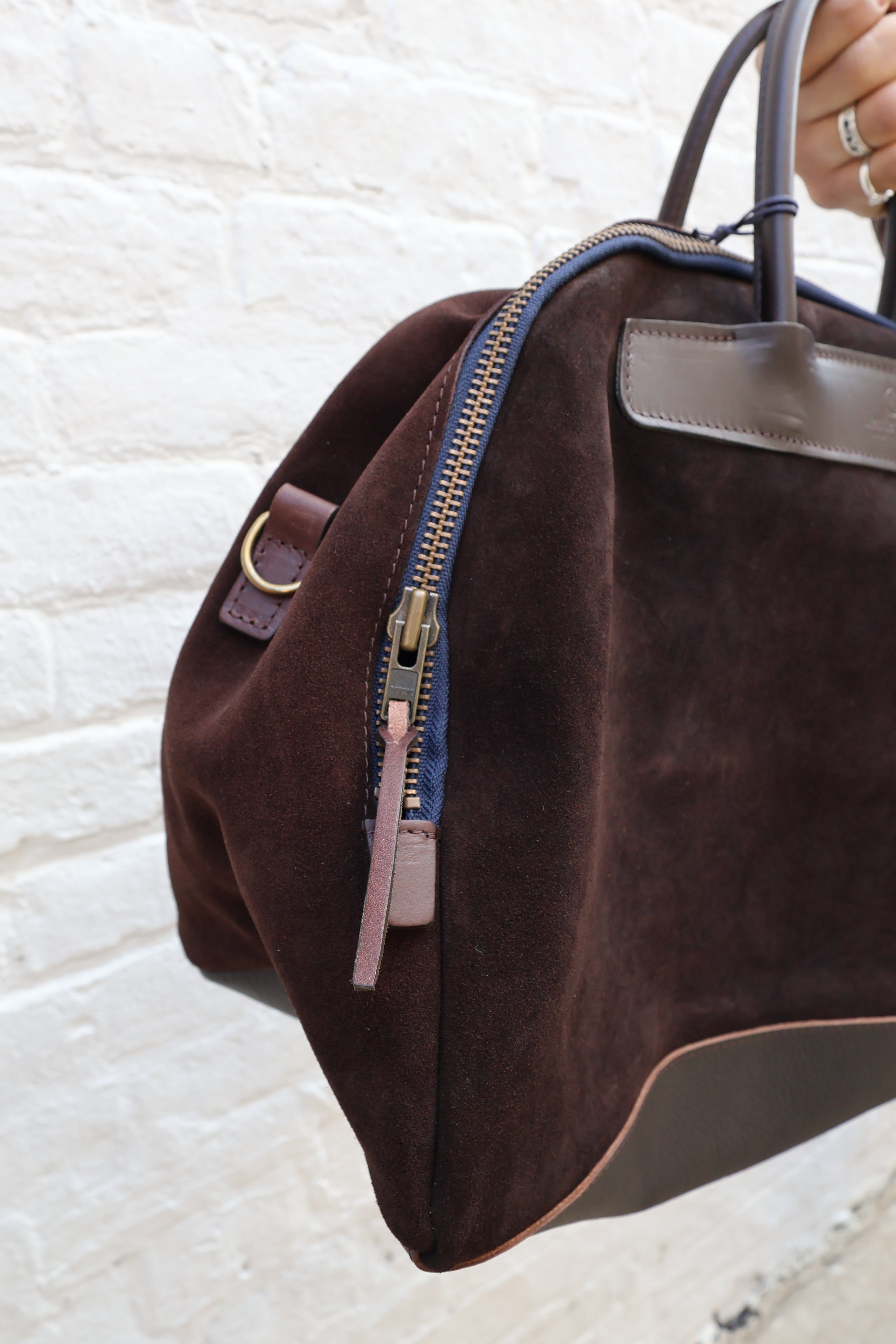 Bleu De Chauffe Dark Brown Suede Bowling Bag