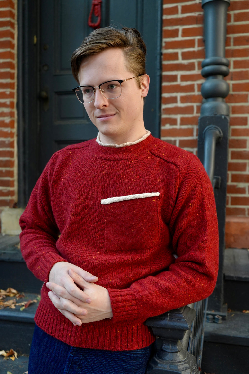 Inis Meain Pocket Contrast Sweater