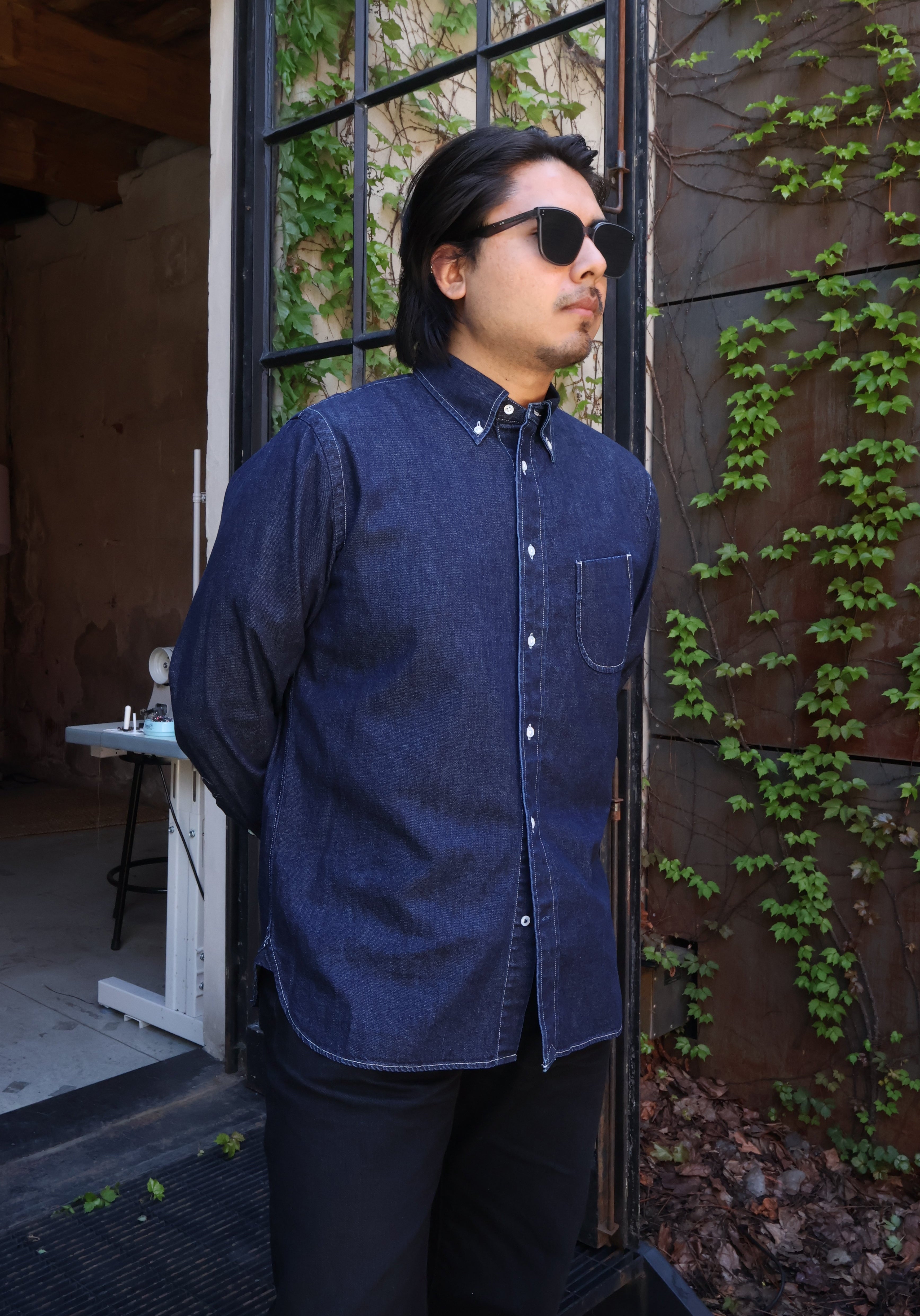Hand Room Denim Button Down Shirt