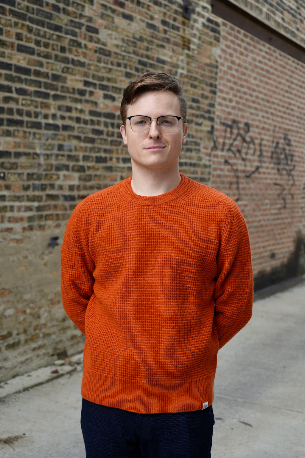 Merz b Schwanen Blade02 Merino Wool-Cashmere Waffle Structure Sweater