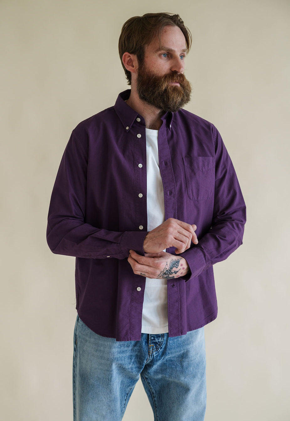 C.O.F Button Down Oxford Grape