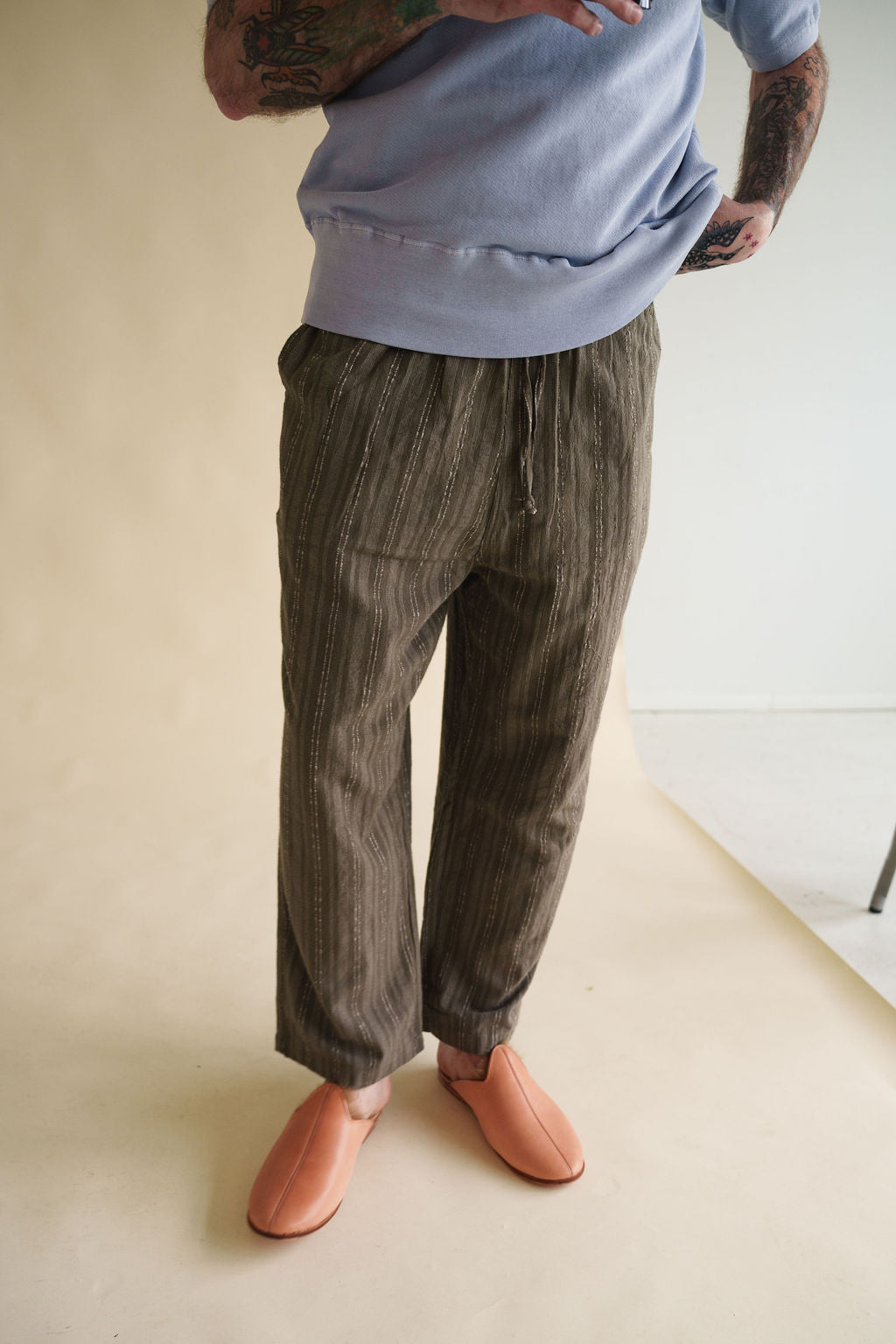 Kappy Linen Cotton Stripe Pants