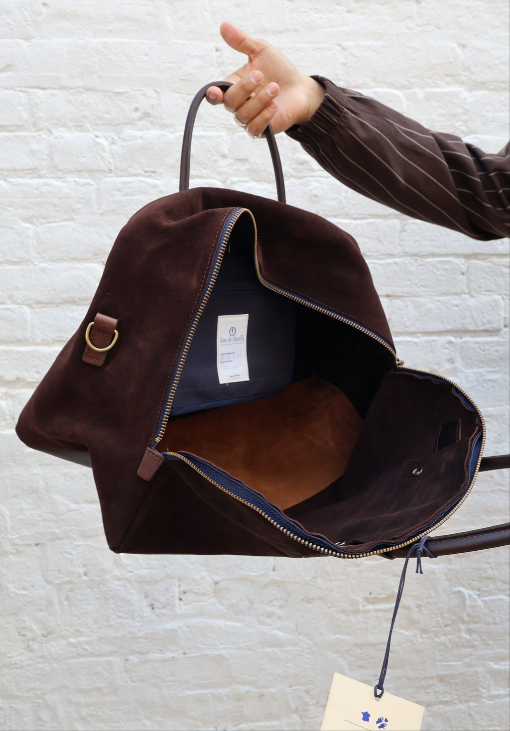 Bleu De Chauffe Dark Brown Suede Bowling Bag