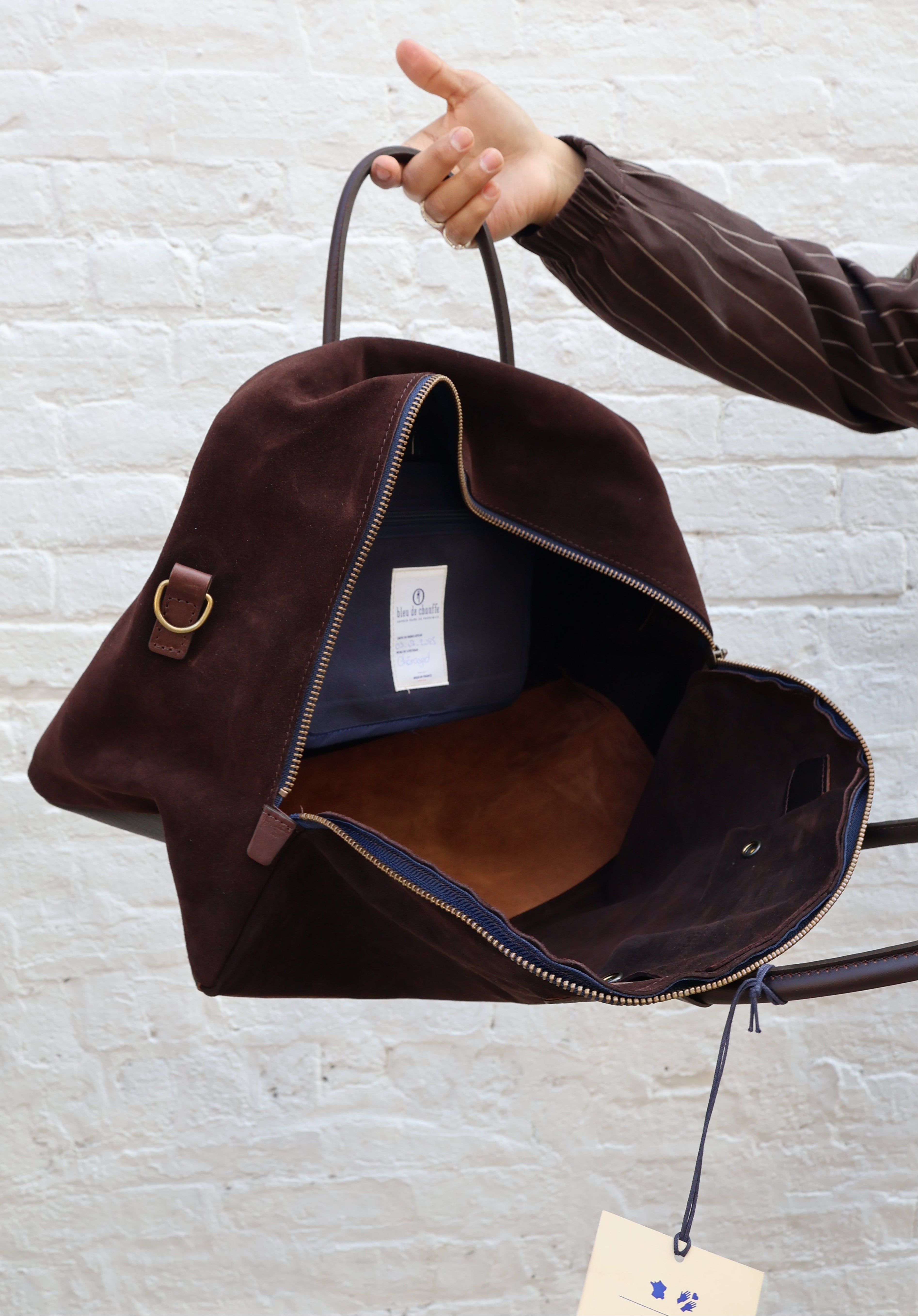 Bleu De Chauffe Dark Brown Suede Bowling Bag