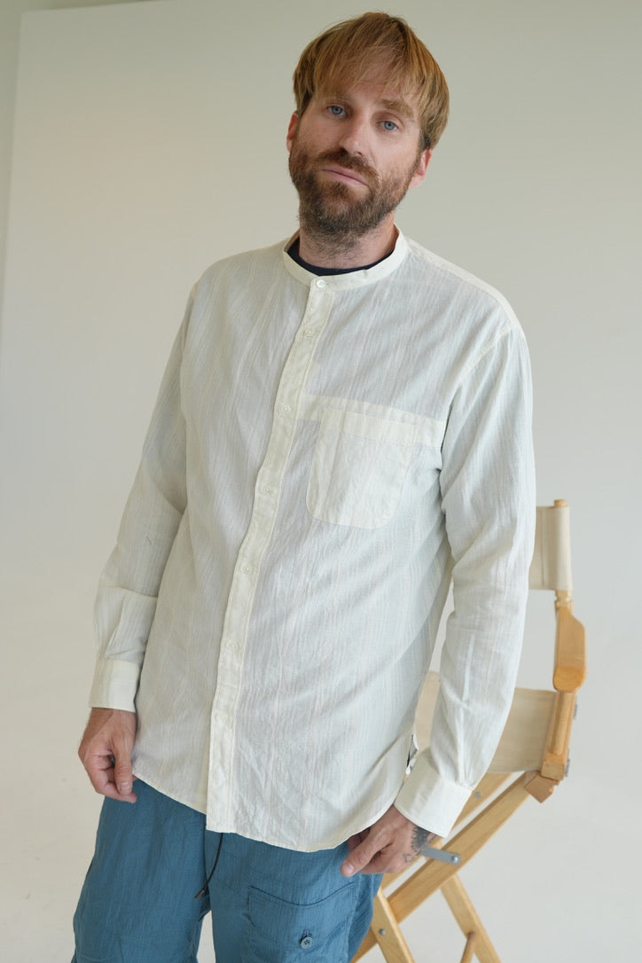 Caledoor Grandad Collar Dobby Stripe Shirt