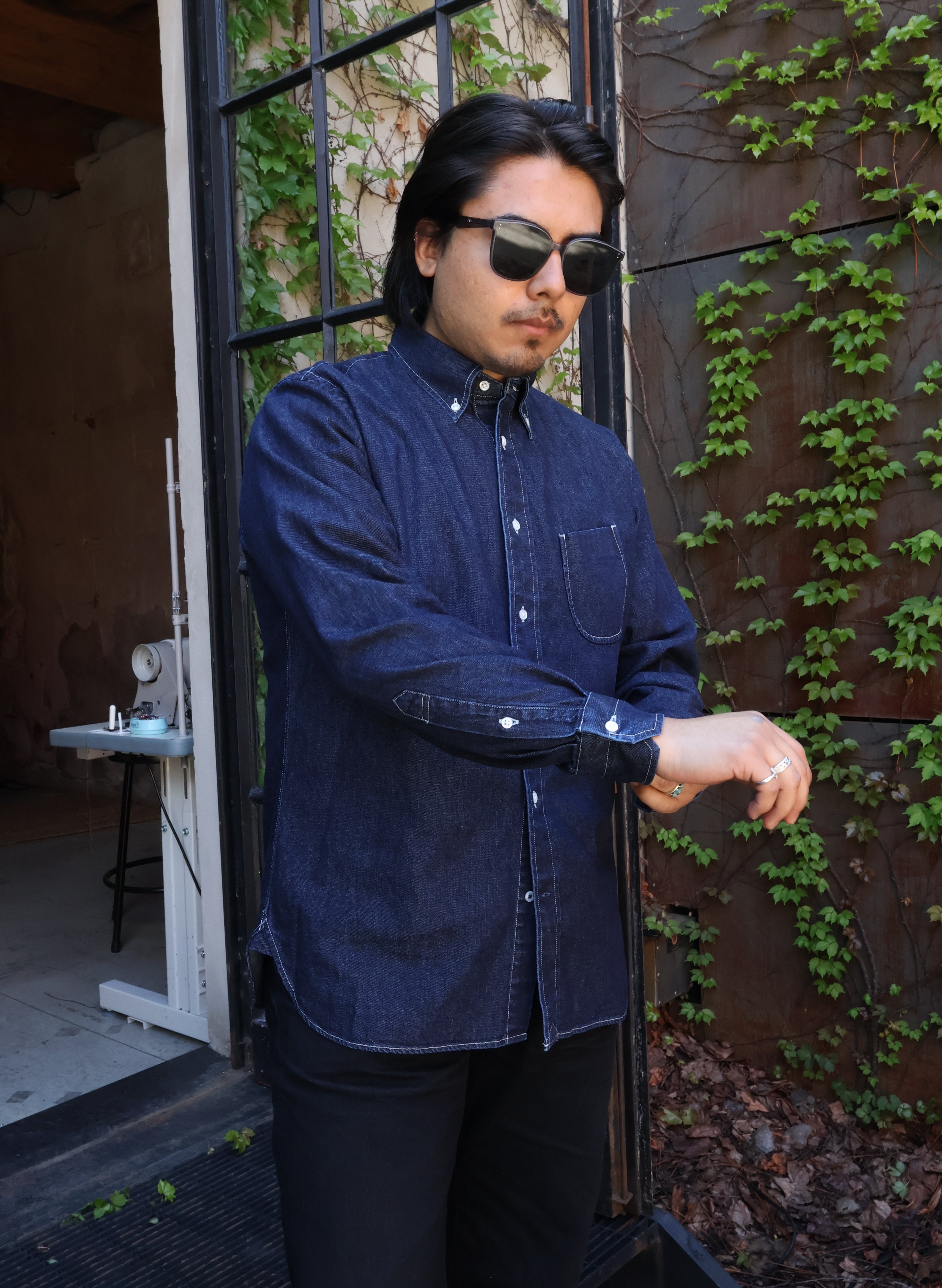 Hand Room Denim Button Down Shirt