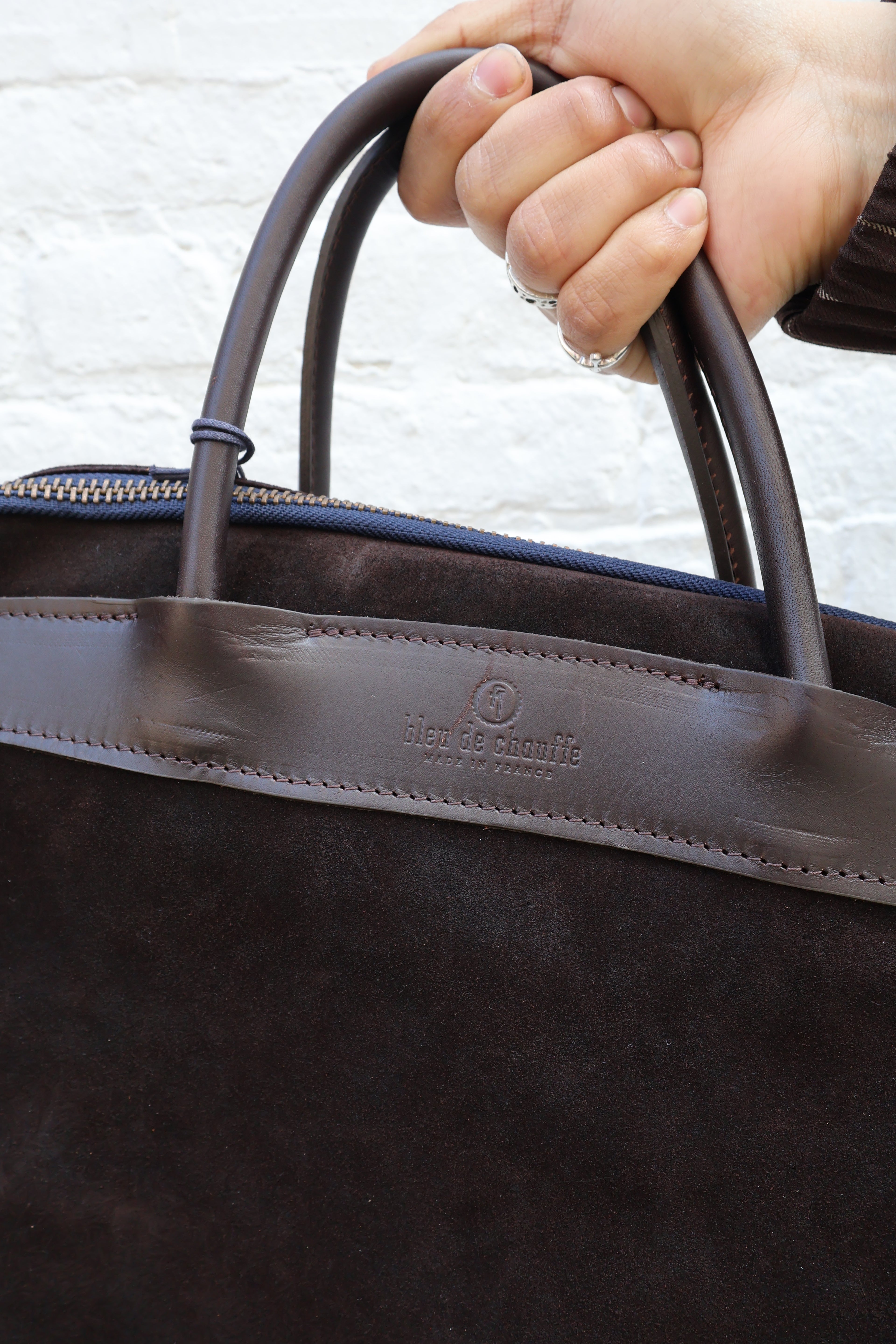 Bleu De Chauffe Dark Brown Suede Bowling Bag