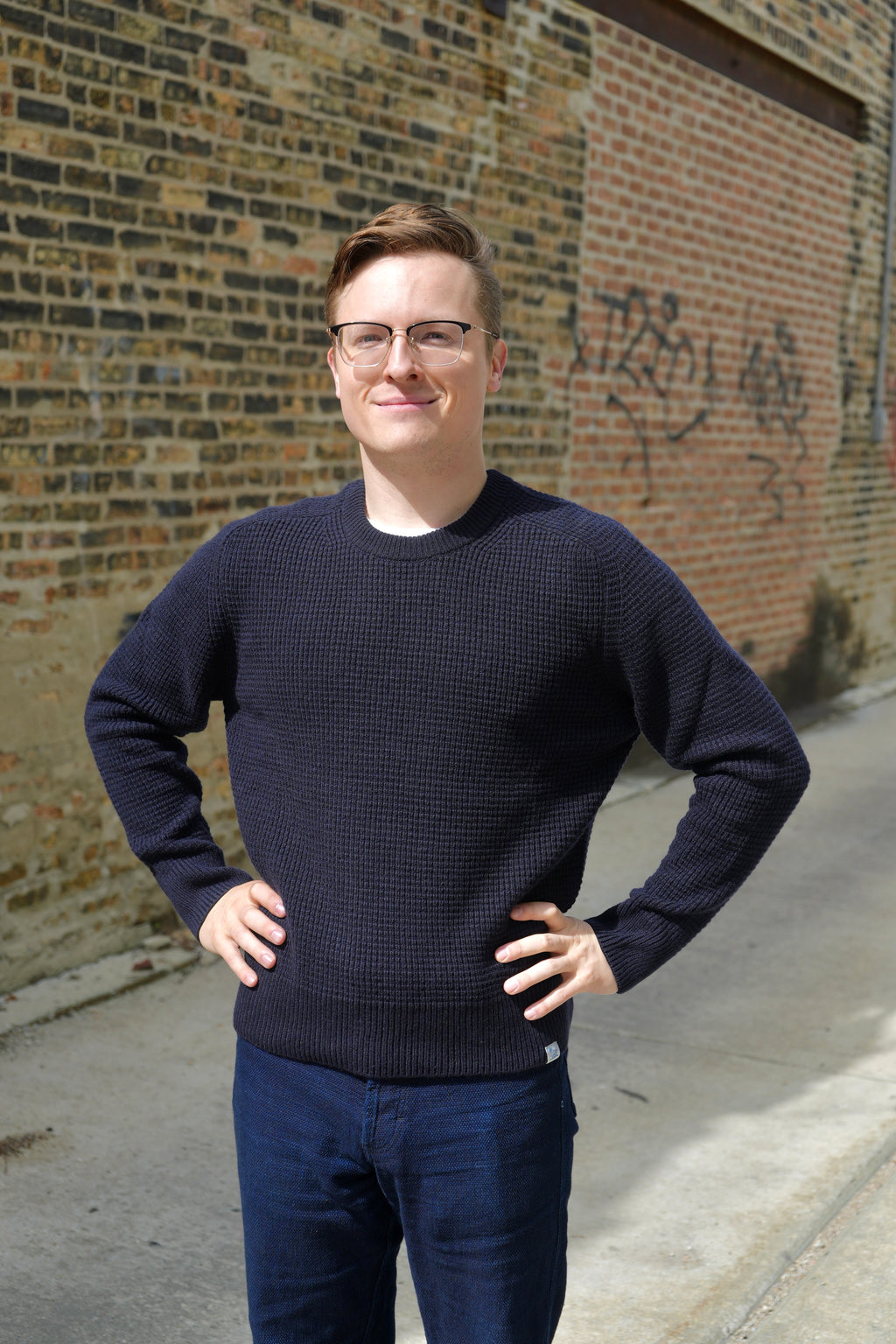 Merz b Schwanen Blade02 Merino Wool-Cashmere Waffle Structure Sweater