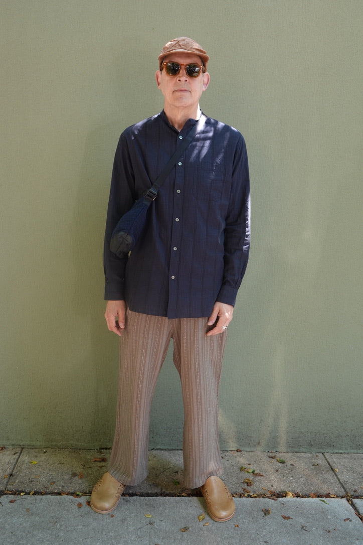 Caledoor Grandad Collar Dobby Stripe Shirt
