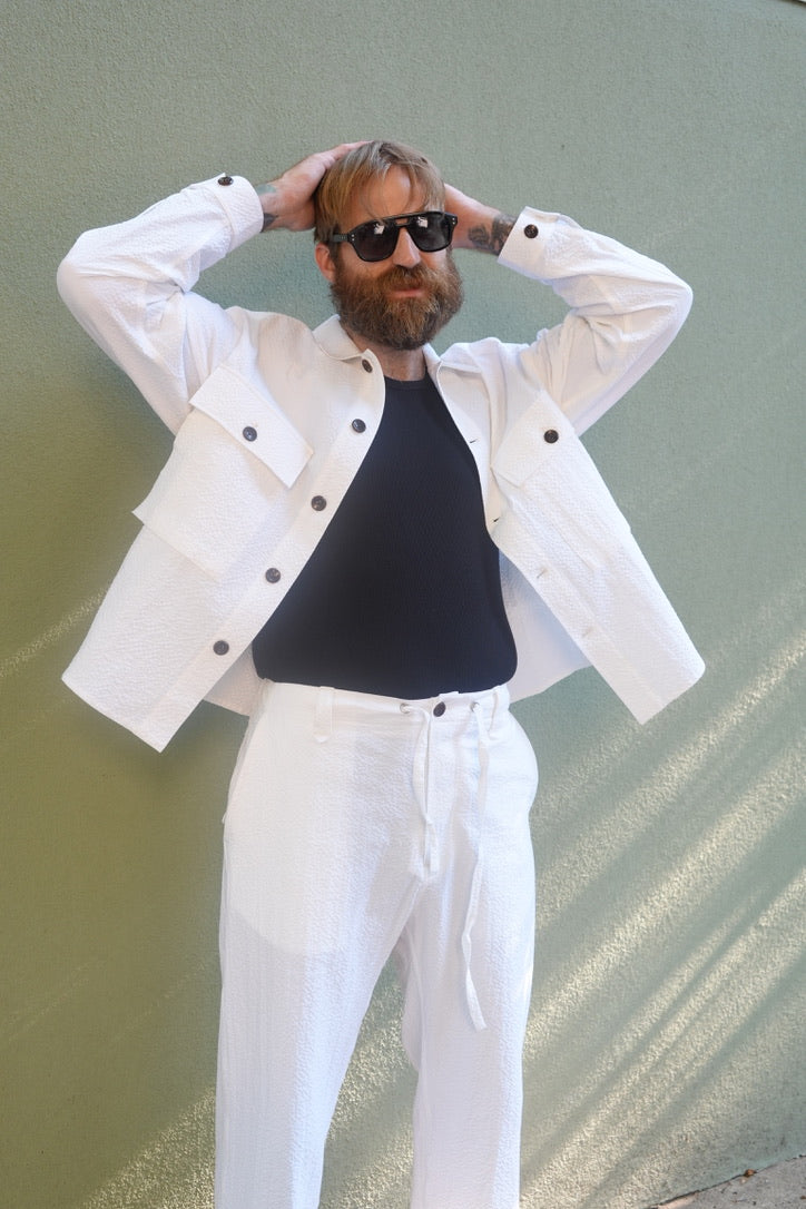 Fleurs De Bagne Seersucker Cargo Shirt