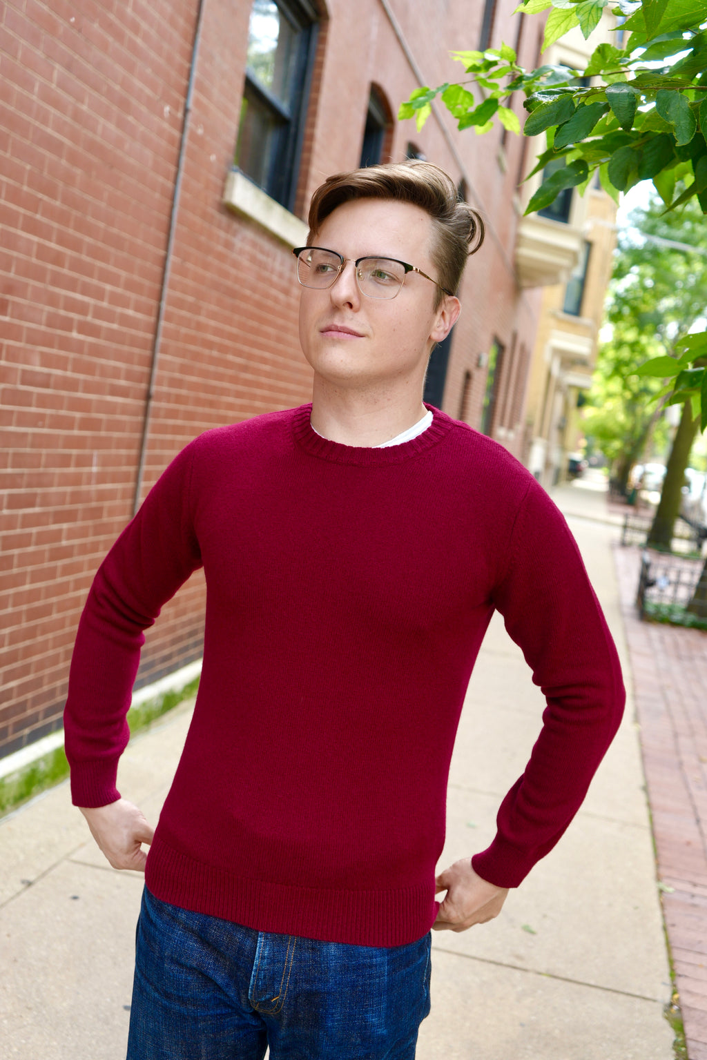 Mooncastle 7G Cashmere Silk Wool Crewneck Sweater