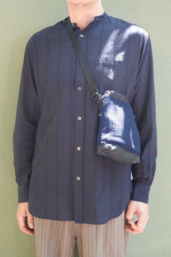 Caledoor Grandad Collar Dobby Stripe Shirt
