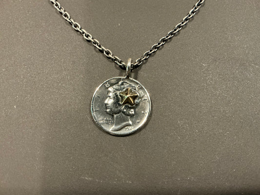 North Works 10¢ Brass Star Pendant and Chain