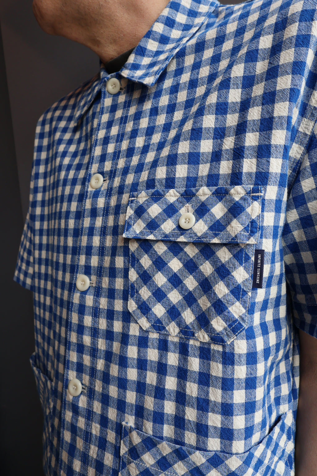 Kappy Gingham Check Linen Half Jacket
