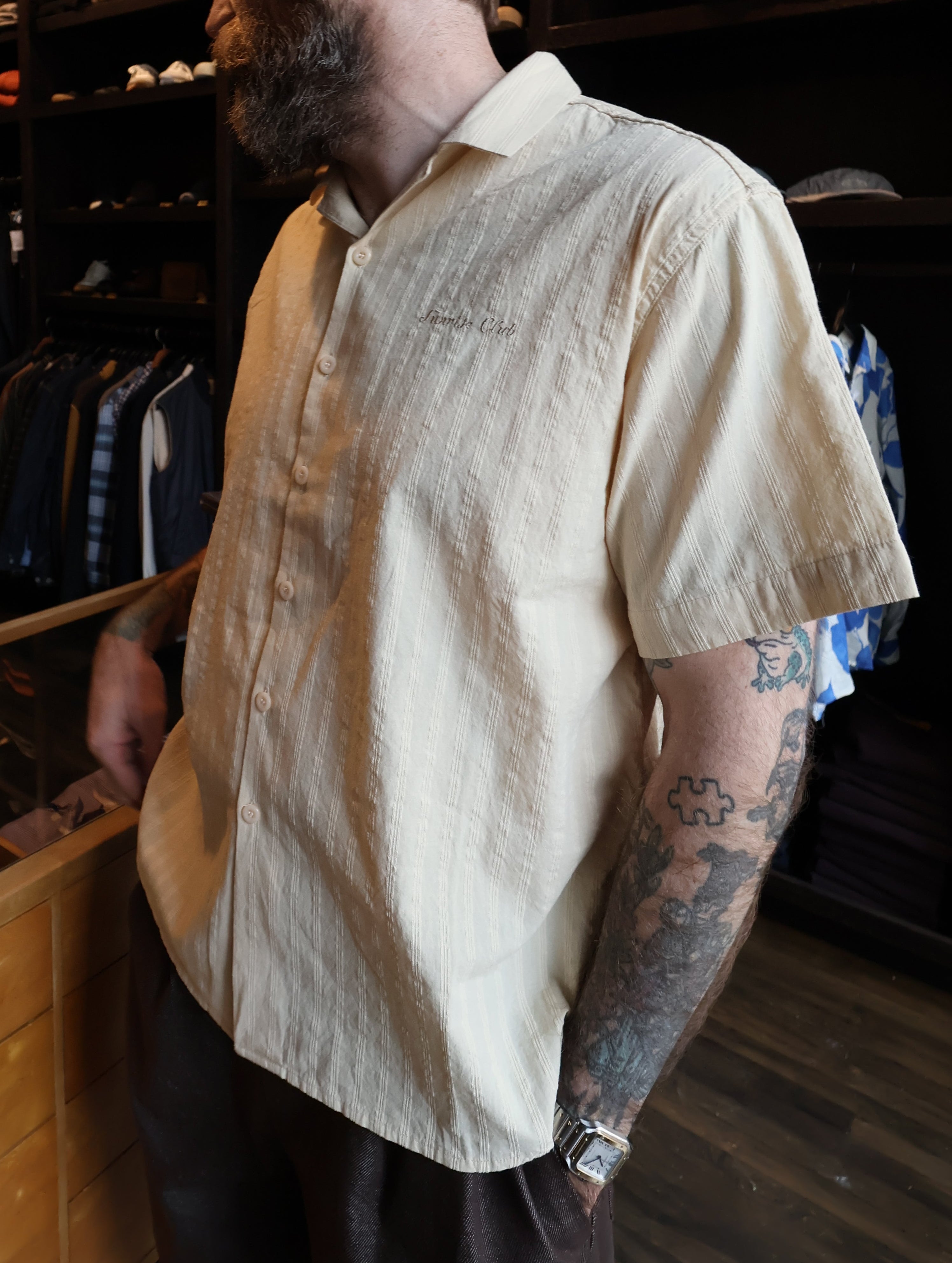Kappy Jacquard Open Collar Shirt