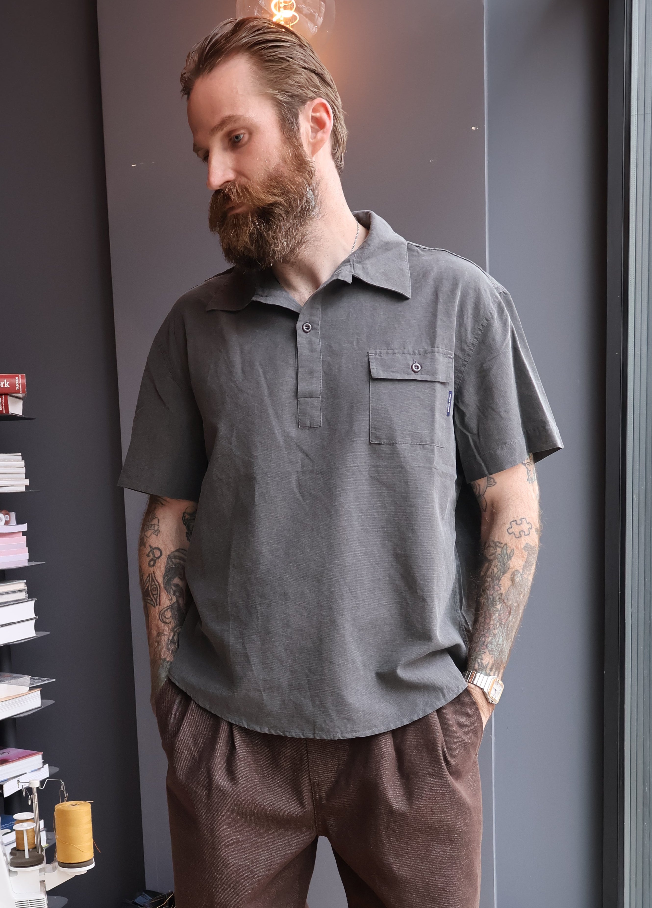 Kappy Sunny Pigment Henley Neck Half Shirt